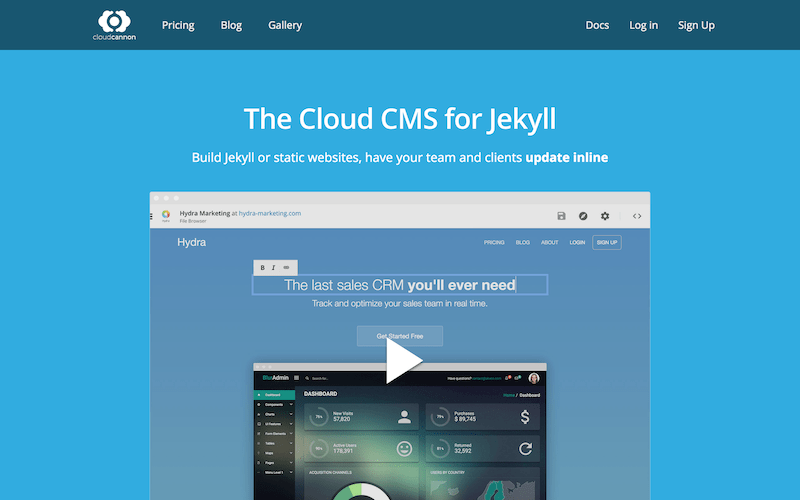Screenshot of old CloudCannon homepage
