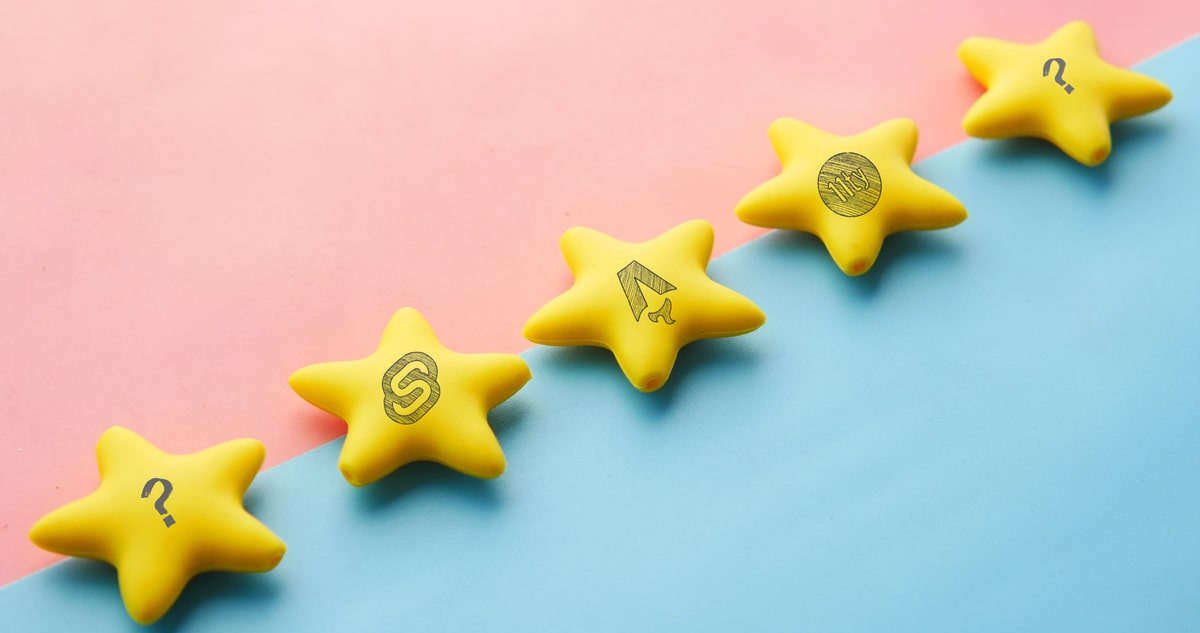 Photo illustration of stars with SSG logos