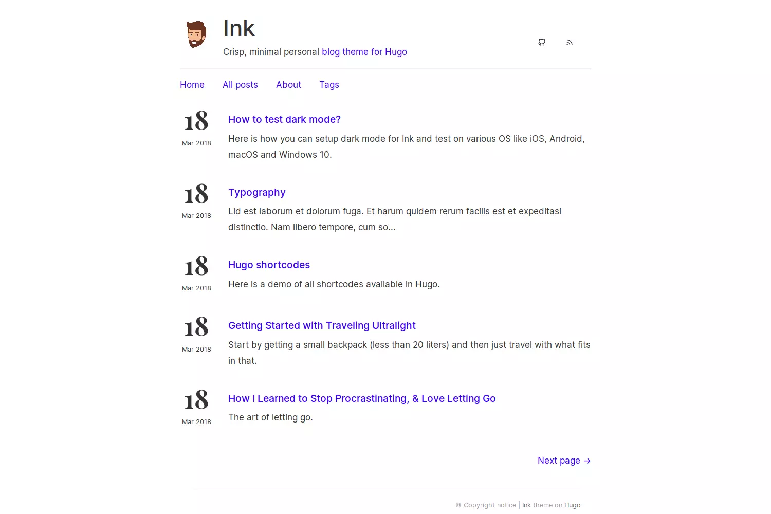 Ink Hugo theme screenshot