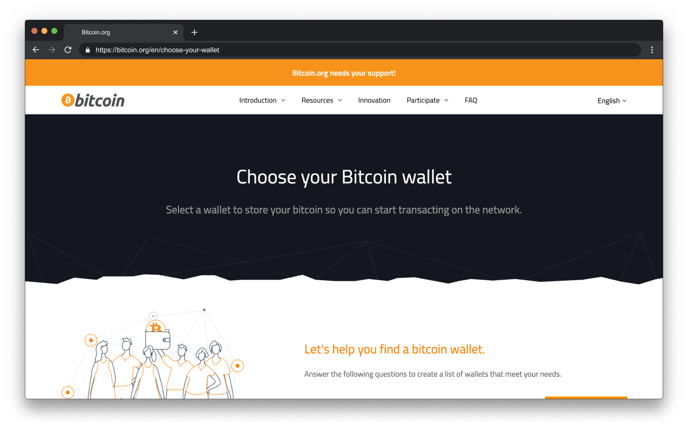 bitcoin.org, Wallet page