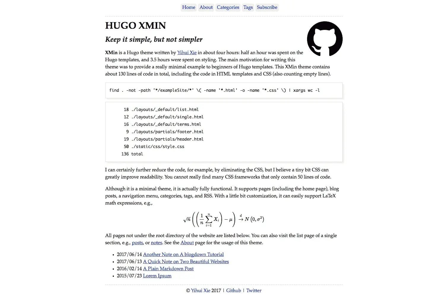XMin Hugo theme screenshot