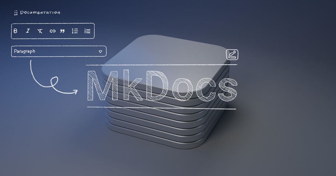 Photo illustration of MkDocs logo and WYSIWYG editing